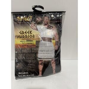 Spirit Halloween Greek Warrior Adult Costume Tunic Belt Wrist Cuffs One Size NIP